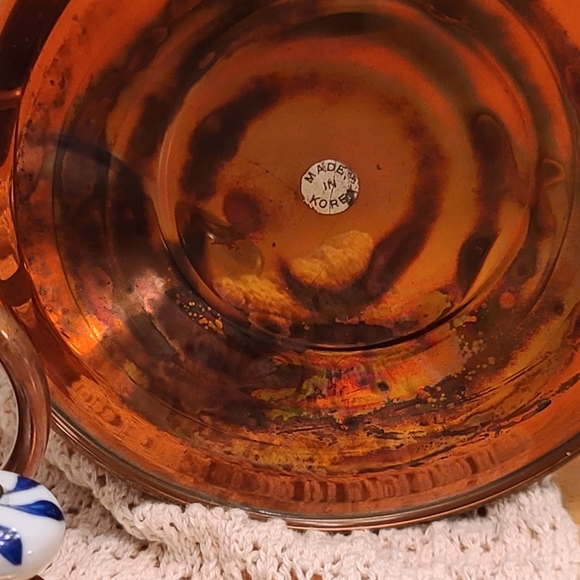 Vintage Copper and Blue porcelain tea pot with 2 cups - Picture 11 of 11